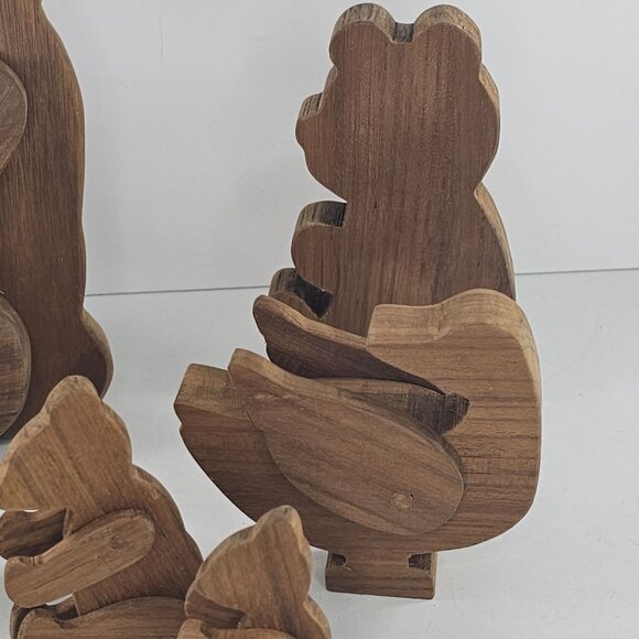 Handmade Wooden Bear Family Set With Movable Parts Articulated Duck - Picture 7 of 8